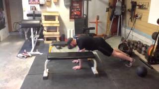 Dead stop upper-body box jump (side view)