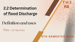2.2 Determination Flood Discharge || RB || 5th semester 2023
