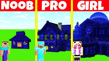 Minecraft Battle: NOOB vs PRO vs GIRL: OBSIDIAN HOUSE BUILD CHALLENGE / Animation