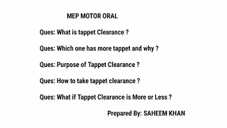 Tappet Clearance | Purpose of Tappet Clearance | How To Take Tappet Clearance | Meo Class 4 Orals
