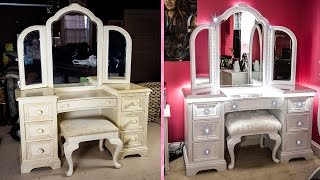 BE SURE TO WATCH IN 1080P* DIY VANITY RESTORATION & MAKEOVER WITH LIGHTS! ALL ITEMS ARE WAY UNDER $100! & 