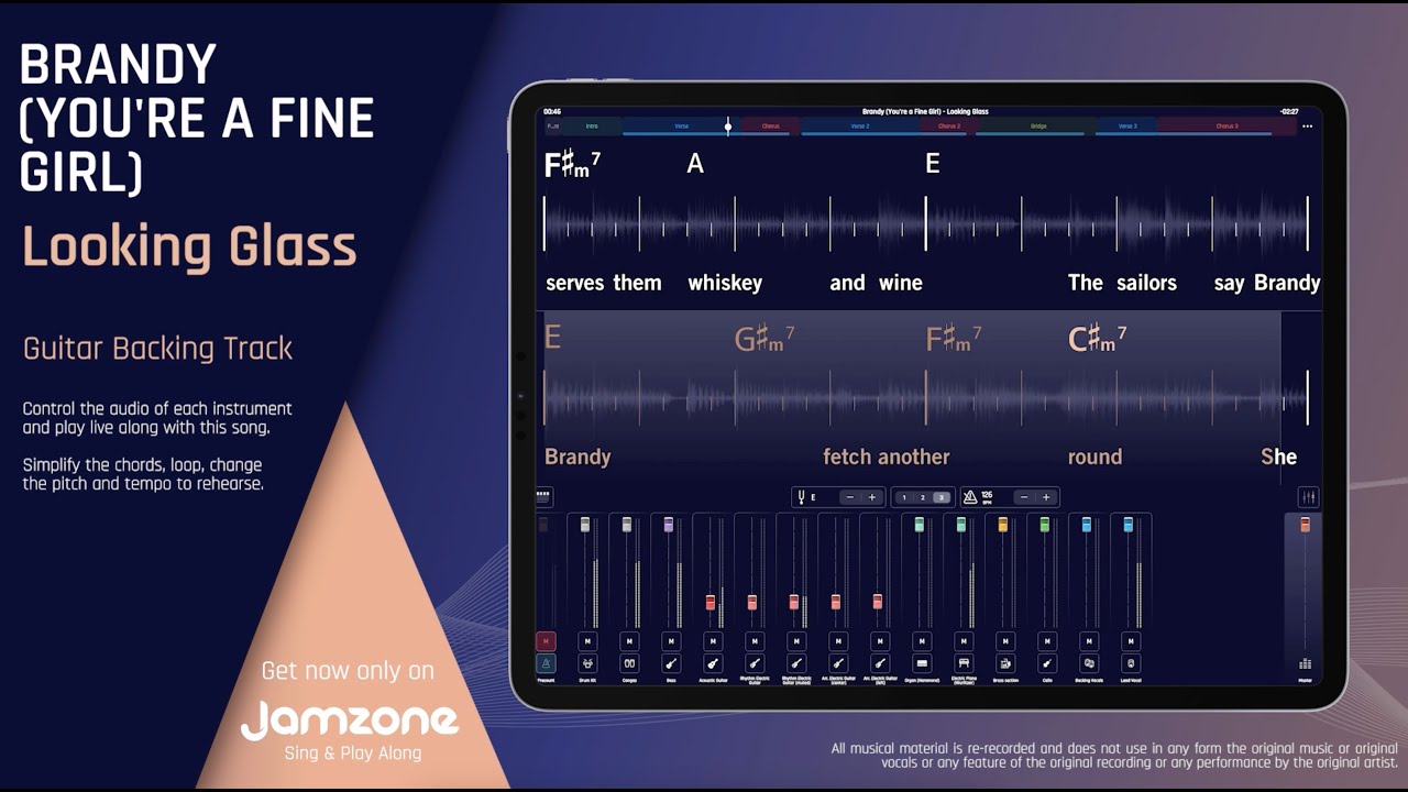 Guitar Backing Track Brandy (You're A Fine Girl) Looking Glass
