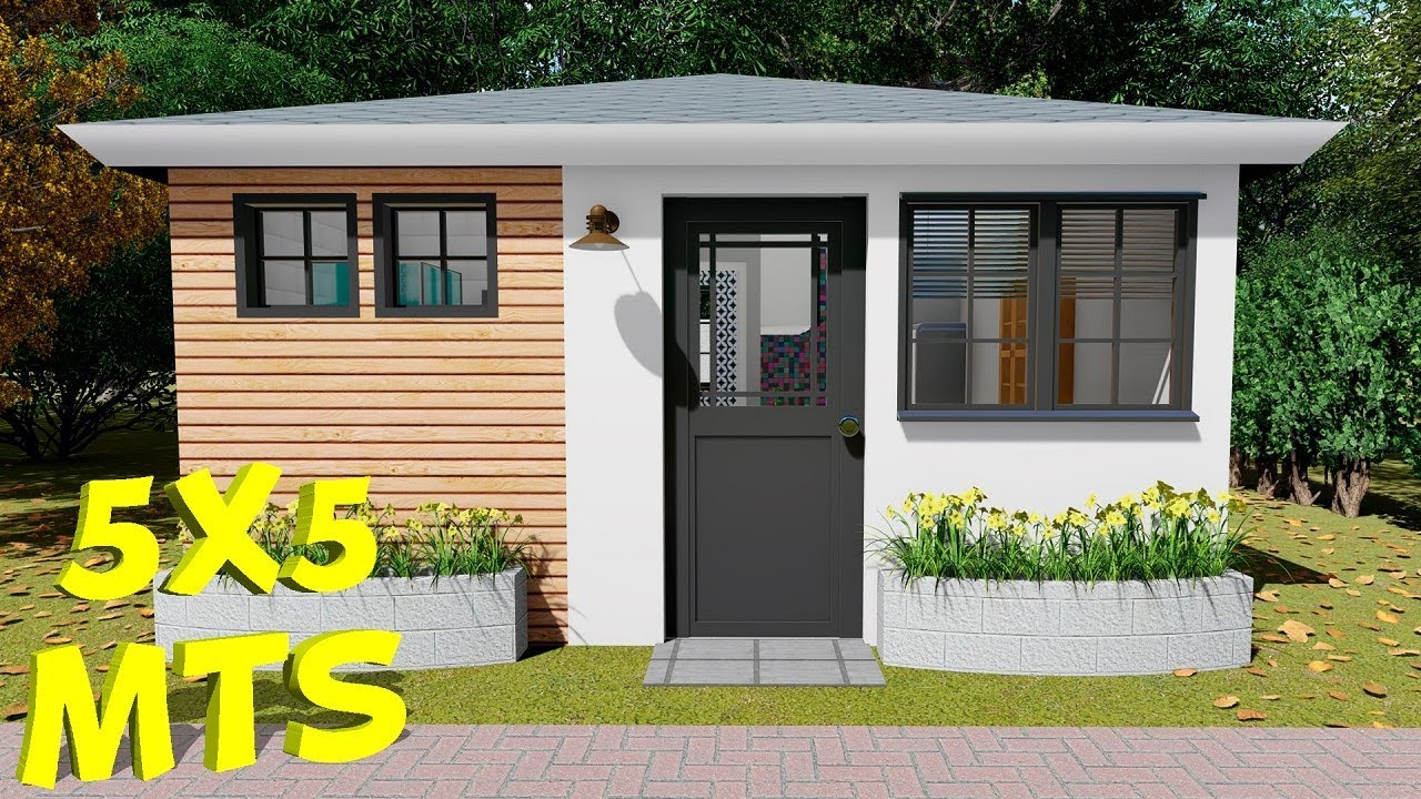 Plano de casa 5x5m con 1 dormitorio/ 5x5 House Plans - YouTube