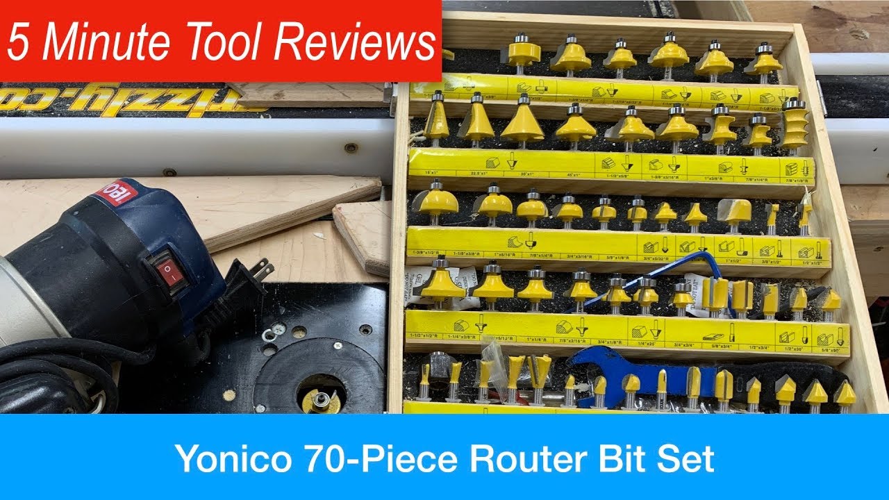 Yonico 70-Piece Router Bit Collection - Five Minute Tool Reviews - YouTube
