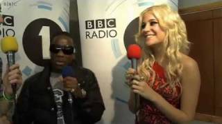 Tinchy Stryder and Pixie Lott backstage at the BBC Radio 1 Teen Awards