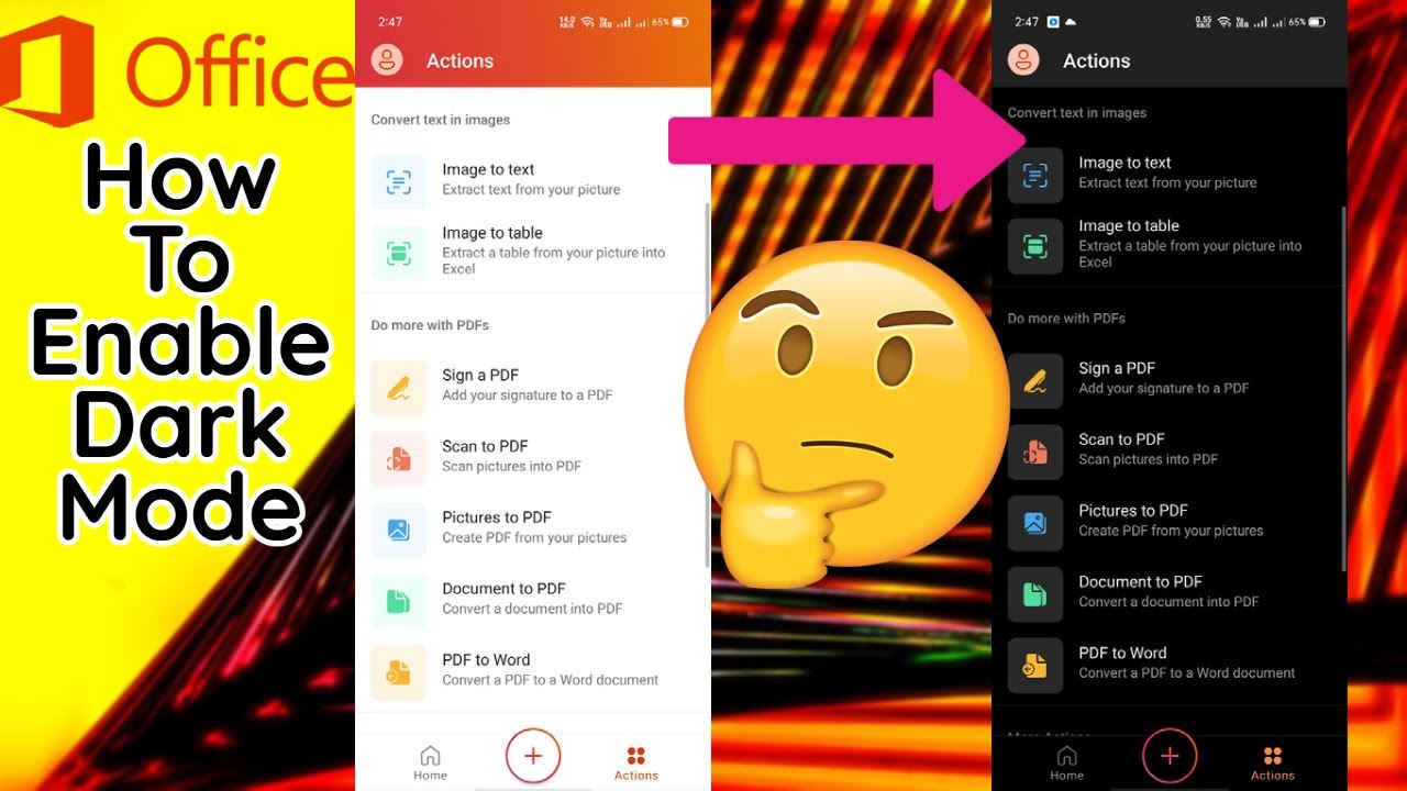 How to Active Microsoft Office Dark Mode In Android | Enable Dark Mode ...