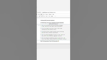 🔥 5 Advanced SQL Interview Questions on Partitioning, Concurrency, Parallelism & High Availability!