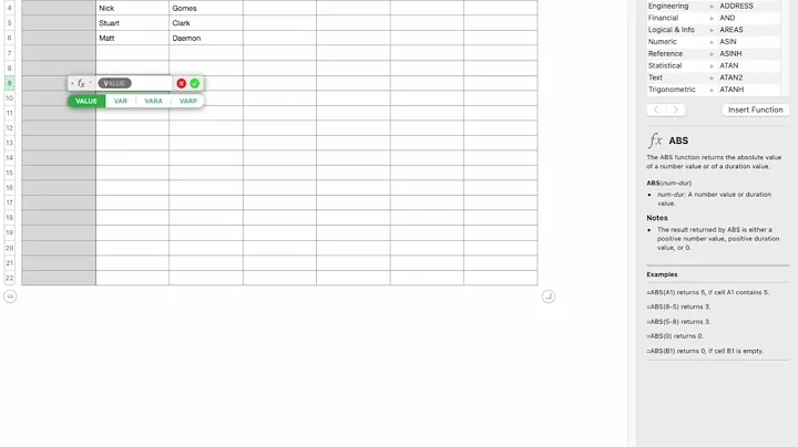 vlookup in Apple Numbers | vlookup in Numbers | vlookup