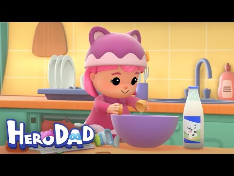 Baking a Gross Cake! | Hero Dad | Cartoon for Toddlers and Children | 1 Hour +