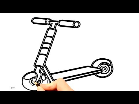 How to Draw a Kick Scooter for Kids  Coloring Pages Animals  Baby Colori...