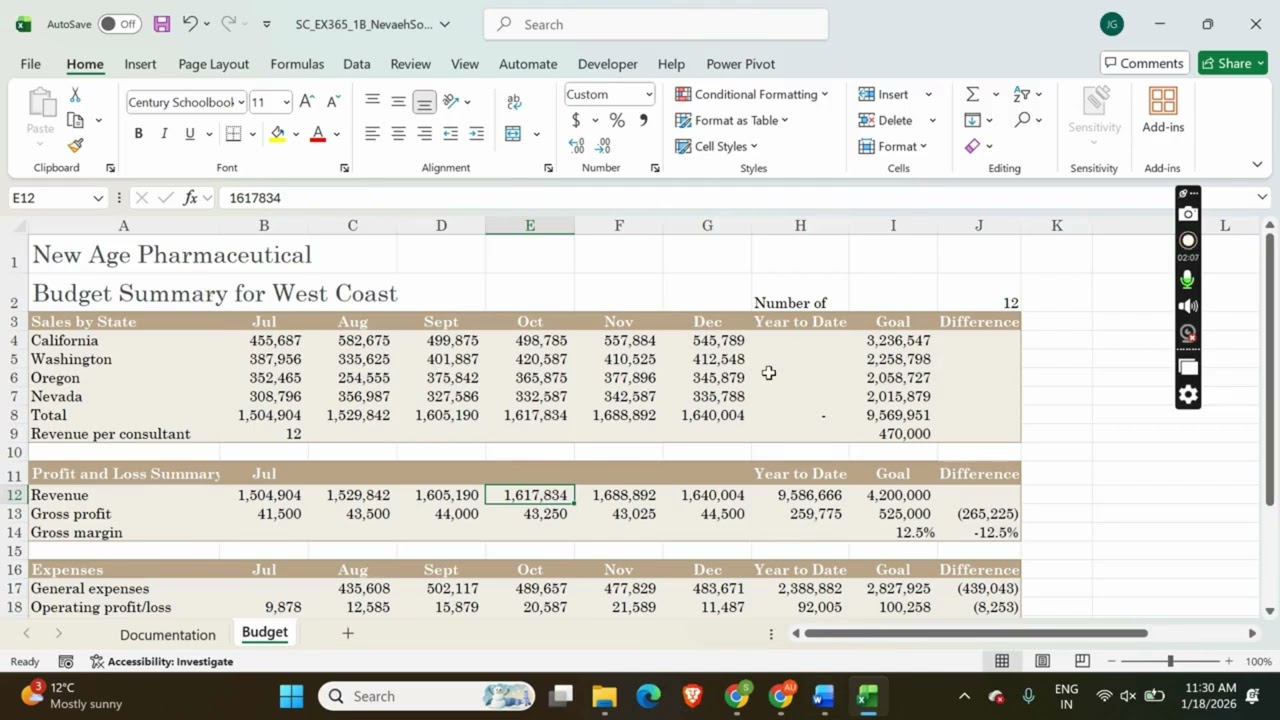 Shelly Cashman Excel 365 | Module 1: SAM Project A EnviroEnergy