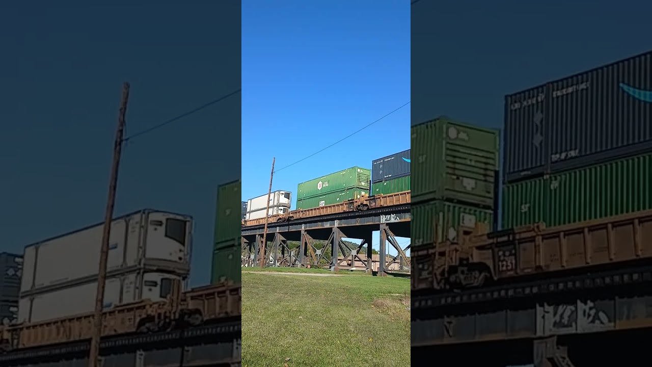 Couple NS loco and Norfolk Southern Double stack train in Kenova Wv 