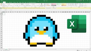 How to draw a pixel Kawaii Penguin in MS Excel | MS Excel Drawing | Pixel Art