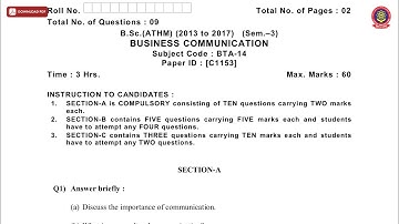 BSC ATHM 3RD SEM BUSINESS COMMUNICATION C DEC 2018 | PTU
