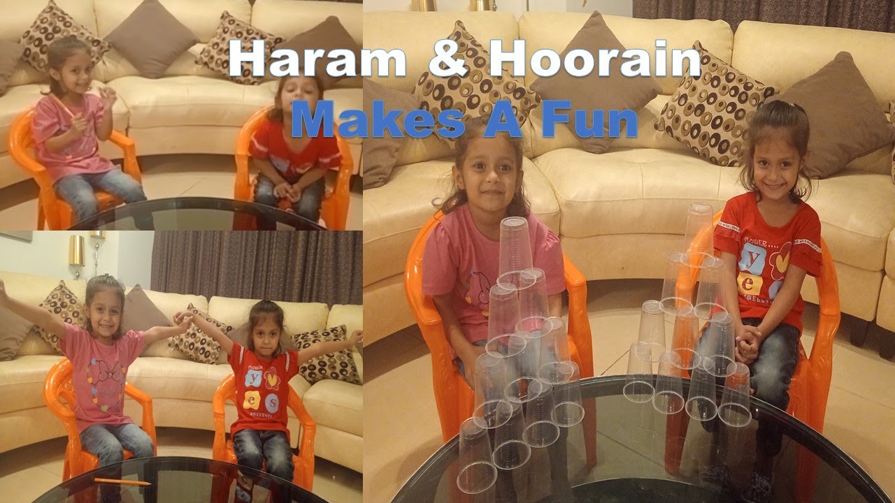 Fun Cup Stacking Challenge with Haram & Hoorain | Who Will Win? |@HaramHoorain ​