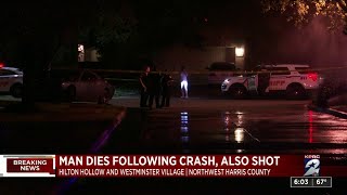Man dies after being found in wrecked car in northwest Harris County, deputies say