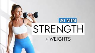 20 MIN FULL BODY Workout For Strength With Weights - All Levels, For Gym or Home