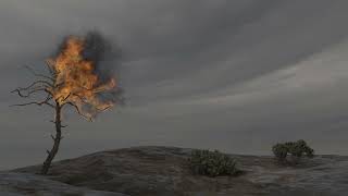 VFX nParticles fluids Burning Tree v001