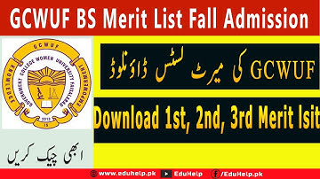 GCWUF BS Merit List 2021 Fall Admission