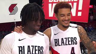 Jeremy Sochan & Sidy Cissoko postgame interview, together, after the win over GSW in a preason game