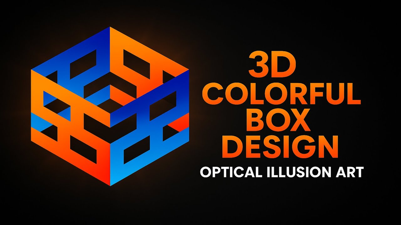 3D COLORFUL BOX DESIGN | Optical Illusion Art Gradient Cube Design