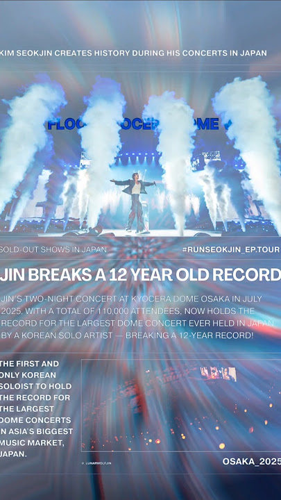Japan jin land Record breaking tour Osaka sold out 🙏🏻✨ #runseokjin_eptour#jin_tour_japan#진#ジン#jin