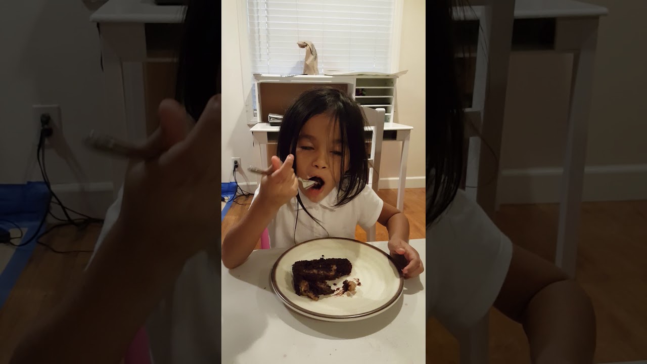 2017 Luna eating German Chocolate Cake