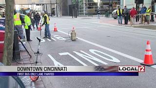 Downtown Cincinnati's bus-only lane becomes more permanent
