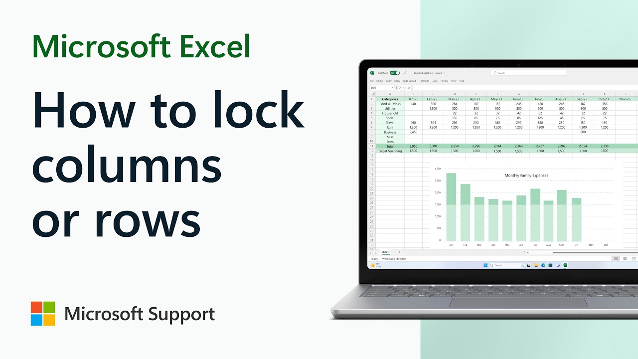 How to freeze a row or column in Excel | Microsoft - YouTube