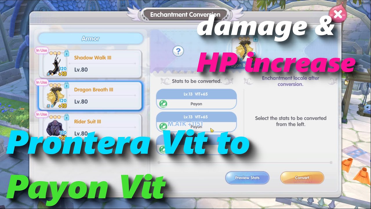 Pron Vit to Payon Vit - Damage & HP increase | rox | Ragnarok X: Next Generation