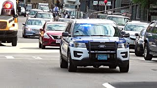 Boston Police Ford Explorer Slicktop Police Car Responding with blips of the siren