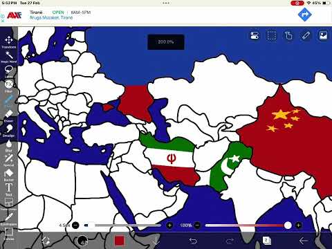 Drawing world map with flags