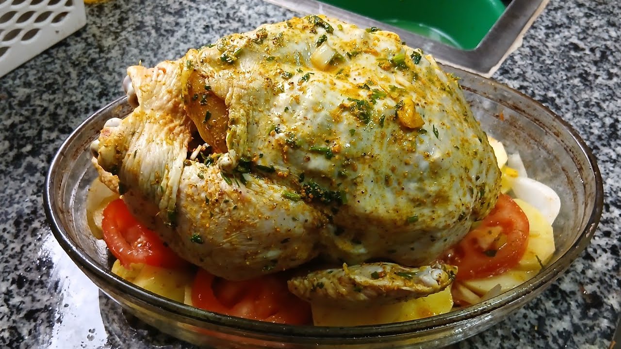 روتين 12 رمضان 2026  دجاجة محشوة بالبصلة والبهارات ومحمرة فالفران 