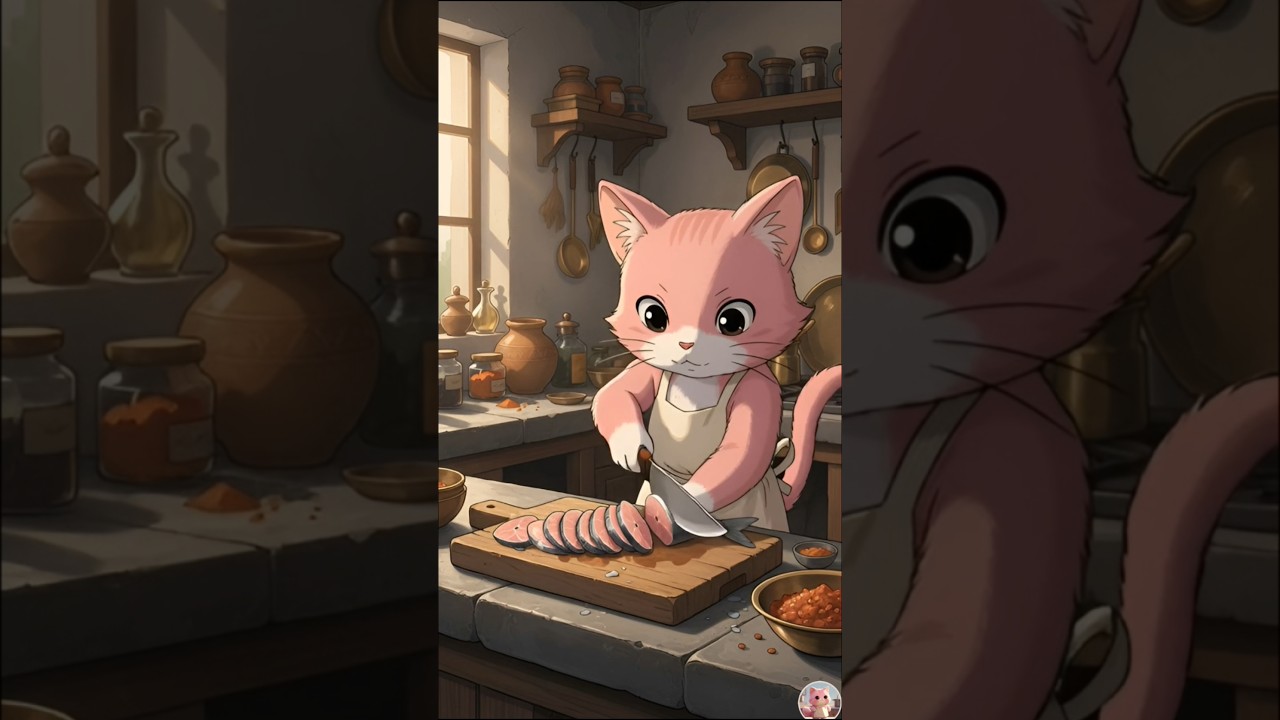 Meow Meow making fish fry #shortvideo