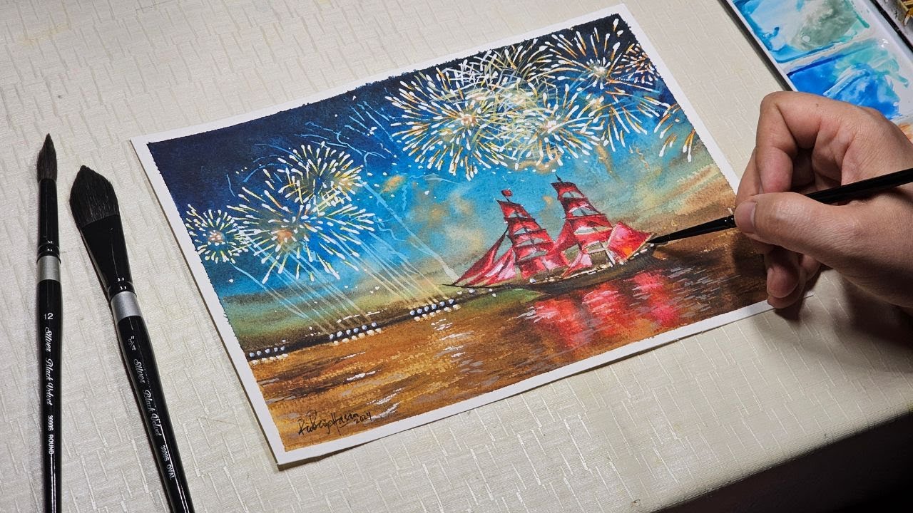 How to paint night sky in watercolor | Watercolor Painting tutorial ...