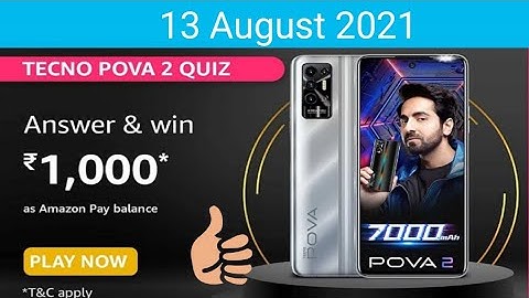 Tecno pova 2 quiz answers | today amazon quiz answers | Amazon answers Today | pova 2 | tecno pova2