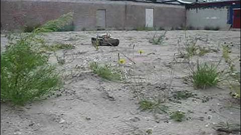 Abrams 1/9 RC tank racing in the sand