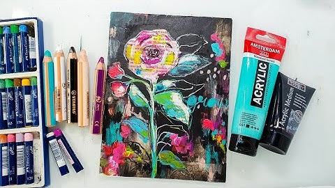 Mixed Media Canvas Tutorial - Collage with Watercolor Flower