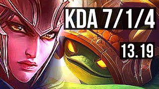 QUINN vs RAMMUS (TOP) | 7/1/4, 1.6M mastery, 600+ games, Rank 10 Quinn | KR Grandmaster | 13.19