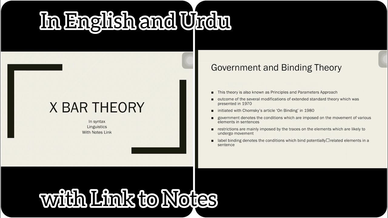 X Bar Theory Government and Binding Theory in Syntax YouTube