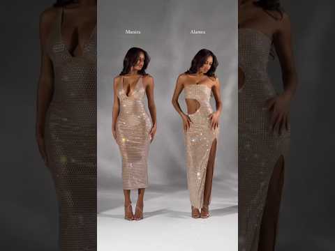 Meet Alamea + Munira🥀The dreamiest sparkliest dresses In Gold✨#fashion #model #style #outfit #shorts