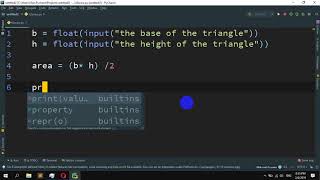 How to find area of triangle given base and height in Python