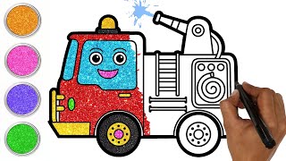 Fire Truck Drawing, Painting, Coloring for Kids & Toddlers | Basic How to Draw, Paint Tips