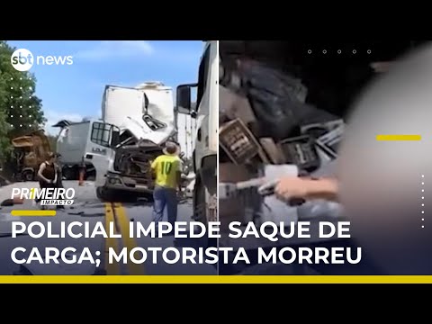 Video policial-a-paisana-impede-saque-de-carga-apos-acidente-motorista-morreu-primeiro-impacto