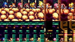 Sonic Mania Plus - All Characters + Super and Chibi Forms Pushing Animation