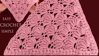 Como tejer a crochet punto conchas de abanico 3D para chal o poncho tejido con ganchillo