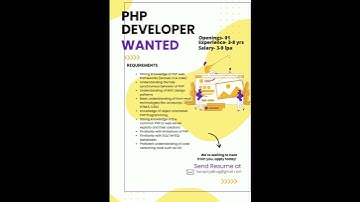 Hiring for PHP Developer || Opening: 01 || Experience: 3-8 years || Salary Package: Upto 9 LPA ||