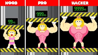 Super Mario Muscle: Princess Peach NOOB vs PRO vs HACKER | Game Animation