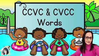 CCVC & CVCC Words, Summer Pool Party, Early Literacy Virtual School Online Learning Reading KIDS FUN
