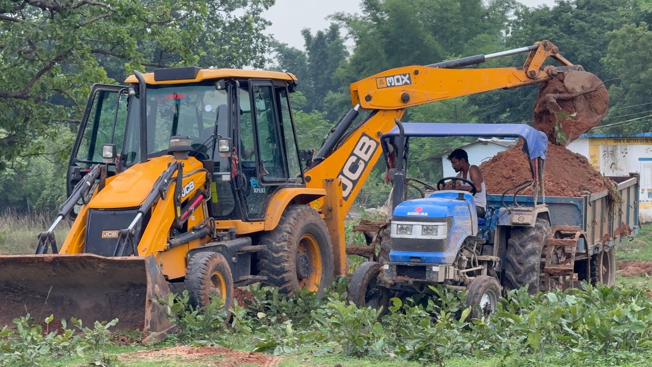 JCB Tractor Sonalika Mahindra Tractor JCB Cartoon Video ll JCB Tractor Working Video JCB Tractor